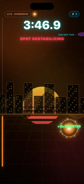 Level 8, the Inferno atmosphere, with the whole screen burning orange around the spot